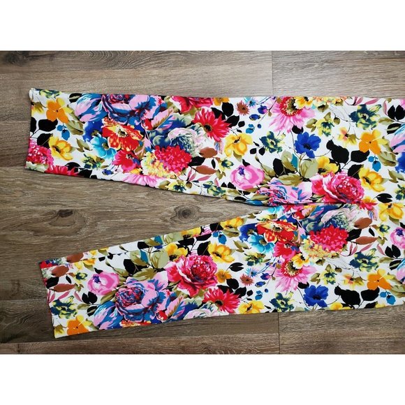 up! Floral Multicolor Stretch Women's 12 Dress Pants Tapered High Rise - Picture 4 of 12